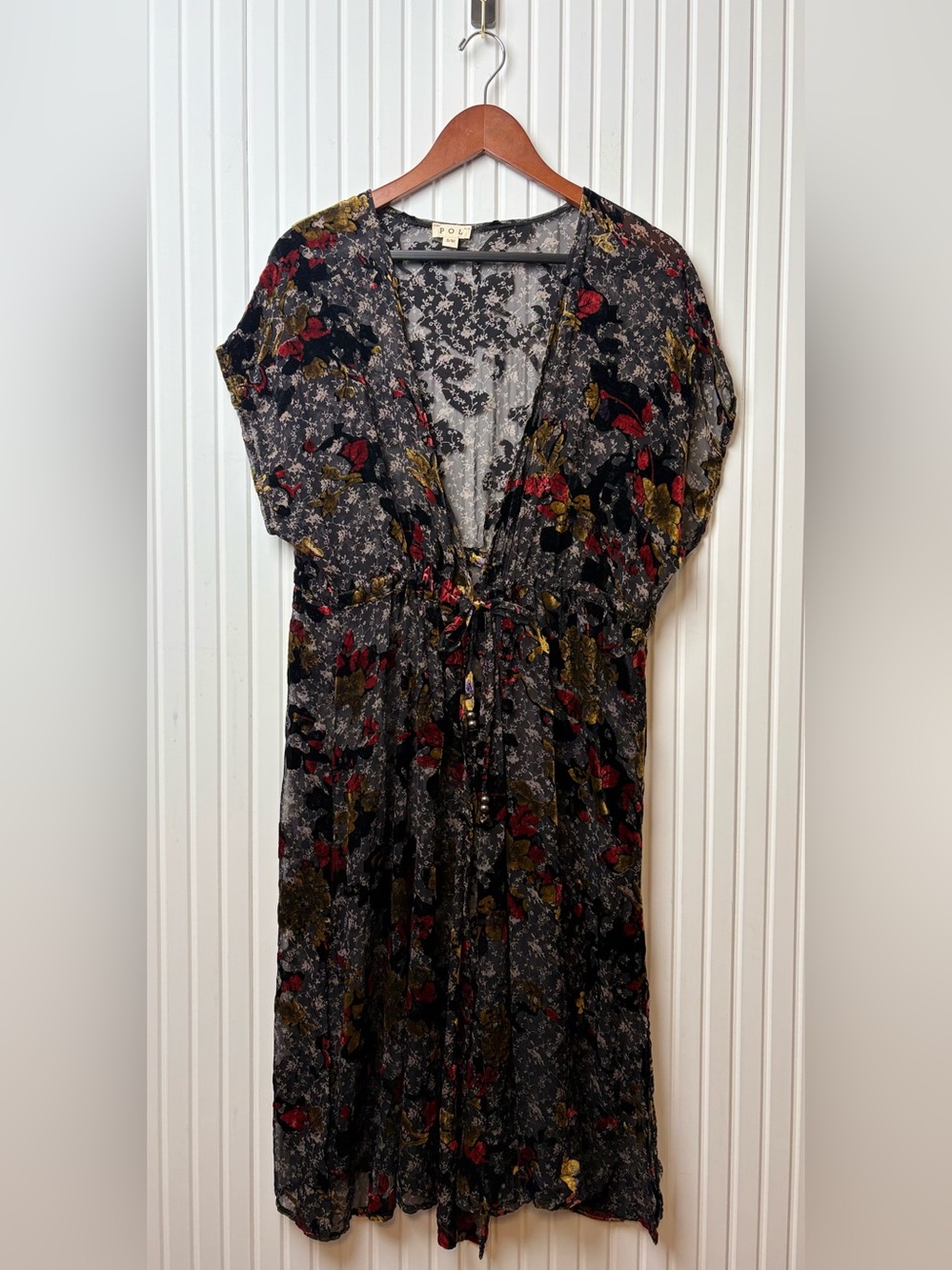 Velvet Burnout Kimono Duster Sheer Floral Bohemian Festival Whimsigoth Witchy